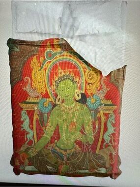 Society6 Green Tara Buddhist Art Full Duvet Cover Red Microfiber Spiritual